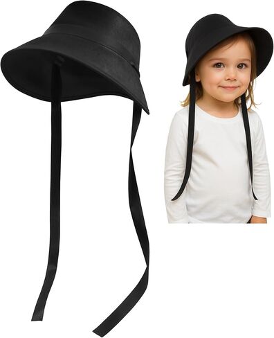 Nicky Bigs Novelties Child Pilgrim Bonnet Hat Colonial Handmaid Felt Hat for Girls Thanksgiving Halloween School Play Costume in Saudi Arabia