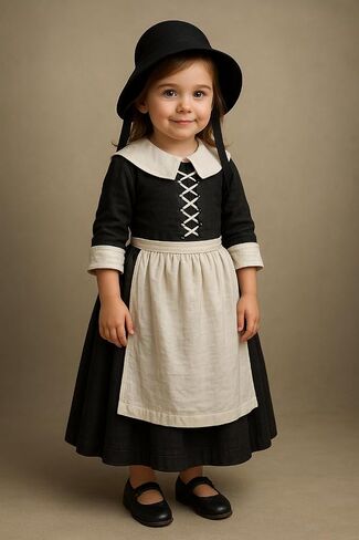 Nicky Bigs Novelties Child Pilgrim Bonnet Hat Colonial Handmaid Felt Hat for Girls Thanksgiving Halloween School Play Costume in Saudi Arabia