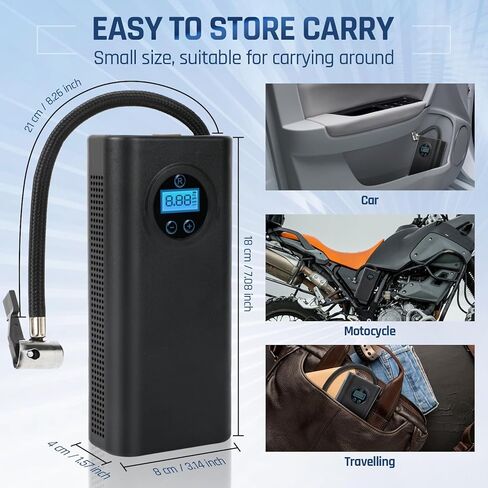 ضاغط هواء محمول لنفخ الإطارات، مضخة هواء لاسلكية لإطارات السيارات، مضخة إطار دراجة كهربائية للدراجات النارية، الكرة، الدراجة in Kuwait
