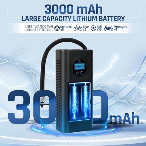 ضاغط هواء محمول لنفخ الإطارات، مضخة هواء لاسلكية لإطارات السيارات، مضخة إطار دراجة كهربائية للدراجات النارية، الكرة، الدراجة in Kuwait