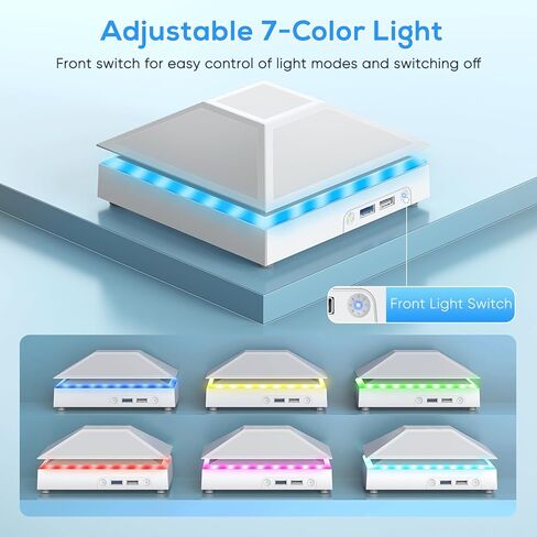 FASTSNAIL RGB Cooling Fan with Dust Cover for Xbox Series X, Cooler System with Auto Fan Speed Adjustable by Temperature, 7 RGB Light Modes, Removable Top Fan and Dust Filter, Accessories for XSX in Kuwait