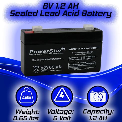 بطارية احتياطية PowerStar SLA تحل محل LEOCH DJW6-1.2 T1 F1 6V1.3AH 6V1.4AH 6V1.2AH LP6-1.3 in Saudi Arabia