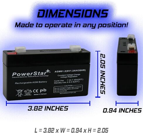 بطارية احتياطية PowerStar SLA تحل محل LEOCH DJW6-1.2 T1 F1 6V1.3AH 6V1.4AH 6V1.2AH LP6-1.3 in Saudi Arabia