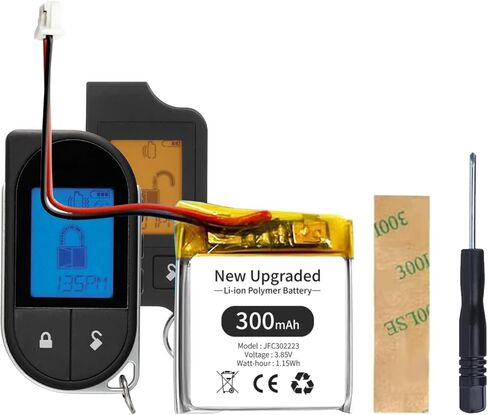 [ترقية 2025] بطارية JFC302223 بقدرة 300 مللي أمبير في الساعة لأجهزة التحكم عن بعد Viper Python Clifford - استبدال عالي السعة لـ 3706V، 3806V، 4606V، 5606V، 5706V، 7941X، 7756X، 7756V، 3706، 4706 والمزيد من المفاتيح الرئيسية in Kuwait