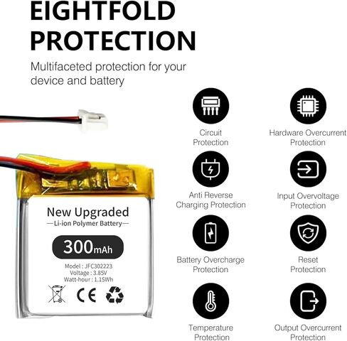 [ترقية 2025] بطارية JFC302223 بقدرة 300 مللي أمبير في الساعة لأجهزة التحكم عن بعد Viper Python Clifford - استبدال عالي السعة لـ 3706V، 3806V، 4606V، 5606V، 5706V، 7941X، 7756X، 7756V، 3706، 4706 والمزيد من المفاتيح الرئيسية in Kuwait