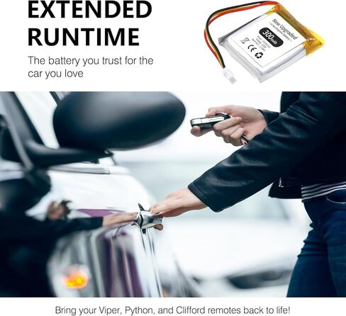 [ترقية 2025] بطارية JFC302223 بقدرة 300 مللي أمبير في الساعة لأجهزة التحكم عن بعد Viper Python Clifford - استبدال عالي السعة لـ 3706V، 3806V، 4606V، 5606V، 5706V، 7941X، 7756X، 7756V، 3706، 4706 والمزيد من المفاتيح الرئيسية in Kuwait