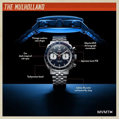 MVMT Mulholland Racer Men’s Chronograph Watch – Stainless Steel, Water Resistant, Timeless Elegance, Gift for Him in Saudi Arabia
