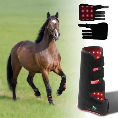 العلاج بالضوء الأحمر للخيول، جهاز العلاج بالضوء الأحمر LED لألم ساق الحصان، 850 نانومتر و660 نانومتر، حزام العلاج بالضوء LED العميق المحمول لاستعادة جروح سحب عضلات الحصان (يسار) in Kuwait