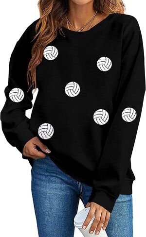 MOUSYA Volleyball Mom Sweatshirt Woman Volleyball Game Day Shirt Volleyball Mom Gift Shirts Casual Long Sleeve Pullover Tops in Saudi Arabia