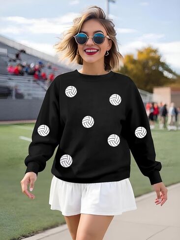 MOUSYA Volleyball Mom Sweatshirt Woman Volleyball Game Day Shirt Volleyball Mom Gift Shirts Casual Long Sleeve Pullover Tops in Saudi Arabia