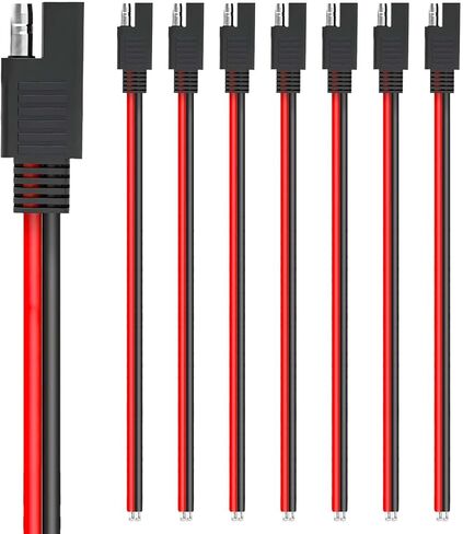 8-Pack 1 Foot 2-Pin 12AWG SAE Quick Connector Extension Cable, 12V SAE Connector Disconnect Power Plug, Single Plug Power Wire for Solar Panels, Motorcycle, Vehicle, Tractor Battery in Saudi Arabia