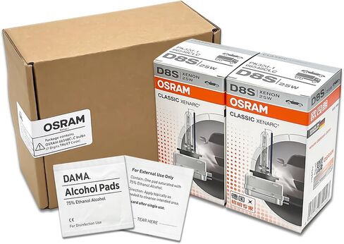مصابيح OSRAM D8S OEM الكلاسيكية Xenarc HID زينون للمصابيح الأمامية 66548CLC 25W 4500K مع وسادات كحول DAMA | عبوة من 2 in Saudi Arabia