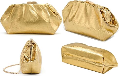 Elegant Pleated Evening Bag Soft Vegan Leather Clutch Purse Dressy Formal Handbag for Weddings, Proms, Cocktail-Gemma in Kuwait
