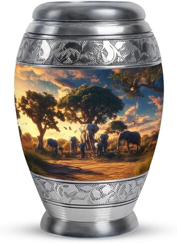 Elephant Urns for Ashes Adult Male - Sunset Miniature Burial Urn - Elephant Family Keepsake Urns for Human Ashes Adult Female - Cremation Keepsake - Memorial Small Ash Urn for Human 3 Inch in Saudi Arabia