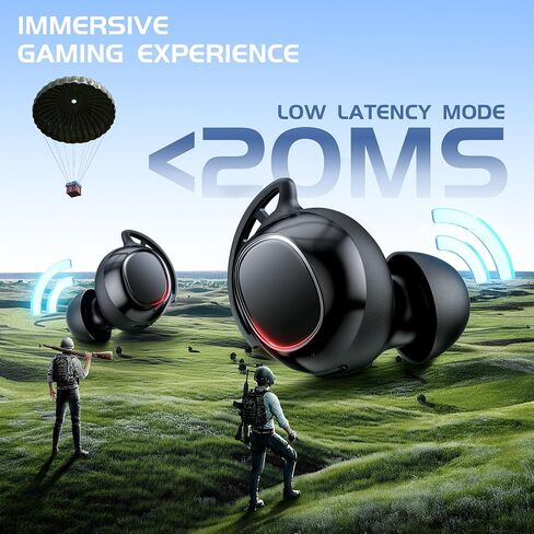IAMJOY Wireless Gaming Earbuds, 20ms Low Latency, Gaming Earbuds with LED Display, 90H Play Time, 2.4GHz & Bluetooth, Game Earbuds with Mic Compatible with Meta Quest, PS5/4, VR, Switch, PC in Kuwait