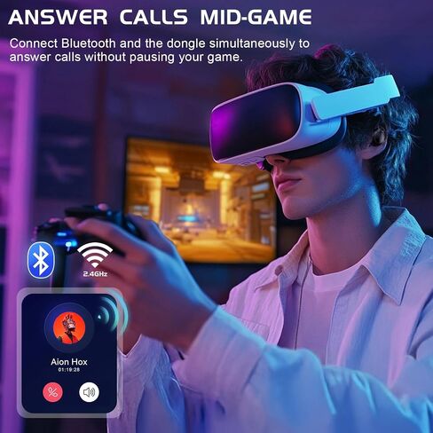 IAMJOY Wireless Gaming Earbuds, 20ms Low Latency, Gaming Earbuds with LED Display, 90H Play Time, 2.4GHz & Bluetooth, Game Earbuds with Mic Compatible with Meta Quest, PS5/4, VR, Switch, PC in Kuwait