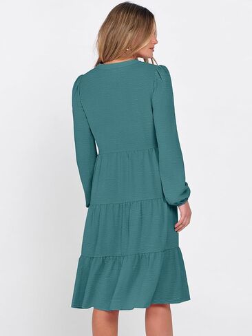 ANRABESS Womens Fall Midi Dresses Long Sleeve V Neck Swing Tiered Work Business Casual 2025 Flowy Beach Vacation Dress in Saudi Arabia