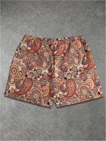 Verdusa Mens Shorts Boho Paisley Summer Vacation Short Drawstring Waist Casual Shorts with Pockets in Saudi Arabia