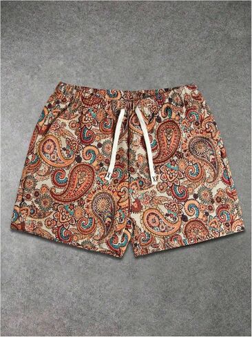 Verdusa Mens Shorts Boho Paisley Summer Vacation Short Drawstring Waist Casual Shorts with Pockets in Saudi Arabia