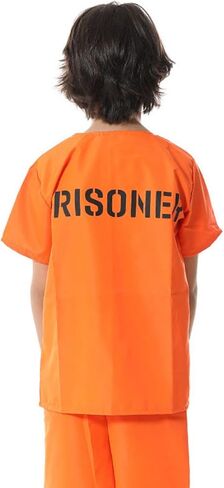 Prisoner Costume Adult Prison Jumpsuit Orange Uniform Jail Pants Inmate Outfits Child Criminal Set Halloween in Kuwait