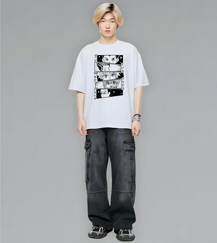 Anime, Hunter x Kilua Tee, Unisex Vintage Y2K Oversized Graphic T-Shirt, Streetwear Grunge Style, Retro Aesthetic Design in Saudi Arabia