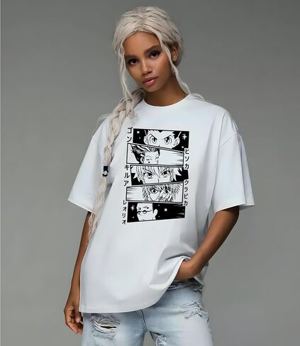 Anime, Hunter x Kilua Tee, Unisex Vintage Y2K Oversized Graphic T-Shirt, Streetwear Grunge Style, Retro Aesthetic Design in Saudi Arabia