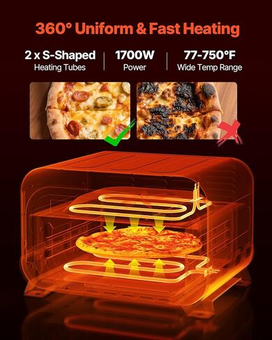 بيتزا بيتزا فرن كونترتوب 14 "طبقة سطح السفينة مزدوجة 110 فولت 1800W من الفولاذ المقاوم للصدأ ، الفضة in Kuwait