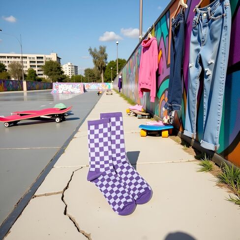 JJLFresheners Fashion Harajuku Trends Women Checkerboard Socks Geometric Checkered Socks Men Hip Hop Cotton Unisex Print Skateboard Soks Women's Athletic Socks in Saudi Arabia