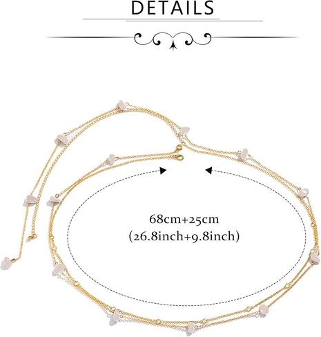 AVYRING سلسلة الخصر الذهبية للنساء داينتي بوهو الطبقات قابل للتعديل بيكيني الخرز سلسلة حزام اللؤلؤ حجر الراين حقيقية الوردي الشاطئ الحصى سلسلة البطن in Kuwait