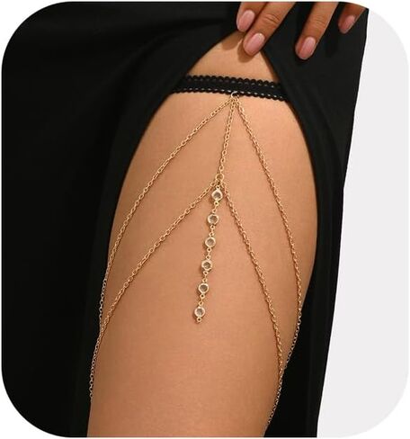 Sexy Crystal Bead Leg Chain Jewelry,Summer Beach Leg Thigh Chain Bikini Multilayered Thigh Chain Body Jewelry for Women in Saudi Arabia