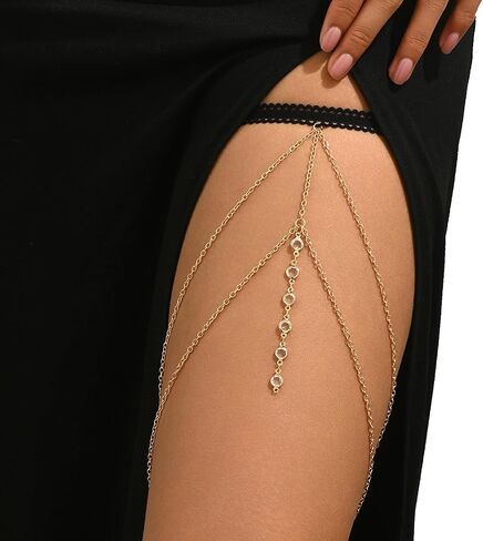 Sexy Crystal Bead Leg Chain Jewelry,Summer Beach Leg Thigh Chain Bikini Multilayered Thigh Chain Body Jewelry for Women in Saudi Arabia