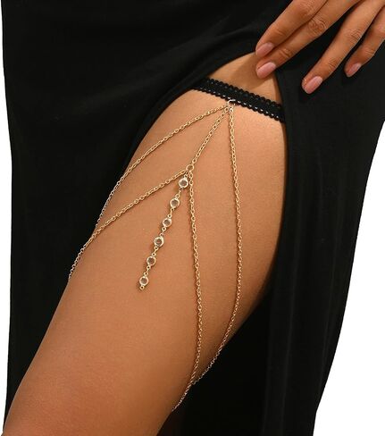Sexy Crystal Bead Leg Chain Jewelry,Summer Beach Leg Thigh Chain Bikini Multilayered Thigh Chain Body Jewelry for Women in Saudi Arabia