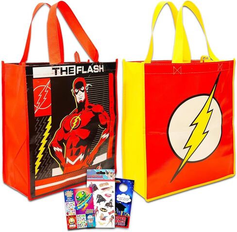 The Flash Tote Bag - Superhero Reusable Bag Bundle Includes 2 Flash Groccery Bags, Create-A-Face Sticker Book, More | DC Comics Tote Bag in Saudi Arabia