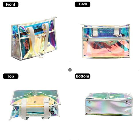 Iridescent Clear Tote Bag for Women, Waterproof Large Beach Tote Pool Swim Cruise Vacation Essentials in Saudi Arabia