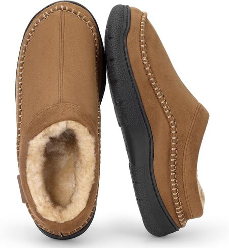 Men’s Slip-On Moccasin Slippers, Warm Winter Microsuede House Shoes with Memory Foam, Indoor and Outdoor Loafer Style in Kuwait