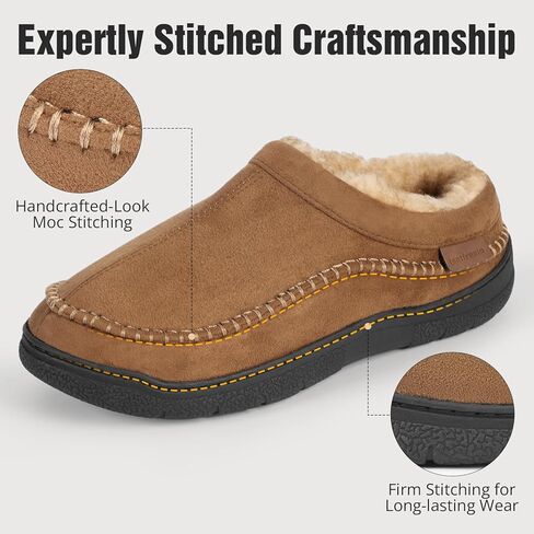 Men’s Slip-On Moccasin Slippers, Warm Winter Microsuede House Shoes with Memory Foam, Indoor and Outdoor Loafer Style in Kuwait