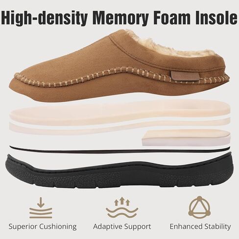 Men’s Slip-On Moccasin Slippers, Warm Winter Microsuede House Shoes with Memory Foam, Indoor and Outdoor Loafer Style in Kuwait