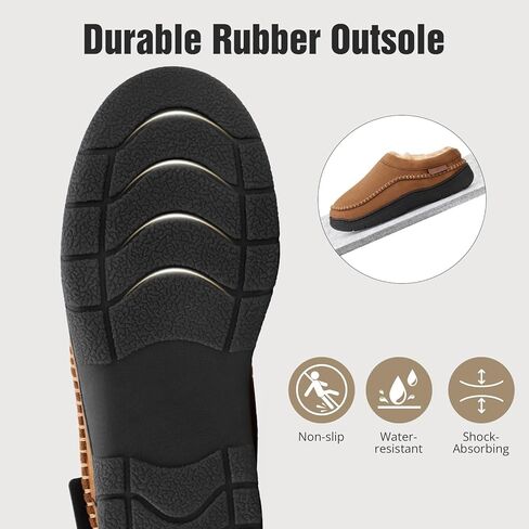 Men’s Slip-On Moccasin Slippers, Warm Winter Microsuede House Shoes with Memory Foam, Indoor and Outdoor Loafer Style in Kuwait