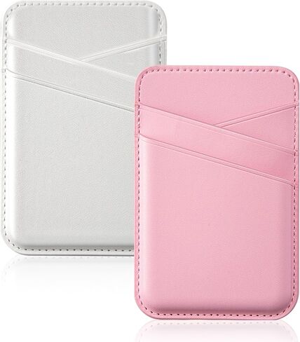 SHANSHUI Phone Wallet, 2 Pack Cell Phone Card Holder, Premium PU Leather Credit Card Holder Stick on Compatible with iPhone, Most Smartphones in Kuwait