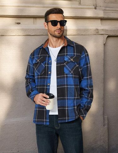 COOFANDY Men's Long Sleeve Flannel Shirts Fashion Plaid Jacket Casual Button Down Shirt with Pockets in Saudi Arabia