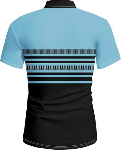 Men's 3D Print Polo Shirts Short Sleeve, Quick Dry Striped Golf Polo Shirts, Lightweight Casual Collared T Shirt for Summer in Saudi Arabia