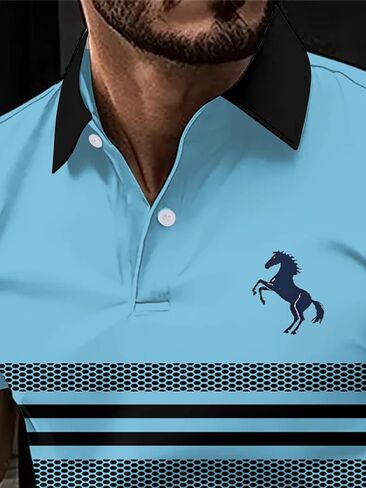 Men's 3D Print Polo Shirts Short Sleeve, Quick Dry Striped Golf Polo Shirts, Lightweight Casual Collared T Shirt for Summer in Saudi Arabia