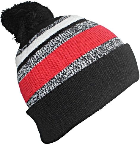 Quality Variegated Stripe Solid Cuff Beanie W/Large Pom in Saudi Arabia