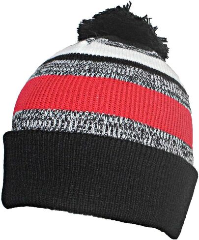 Quality Variegated Stripe Solid Cuff Beanie W/Large Pom in Saudi Arabia