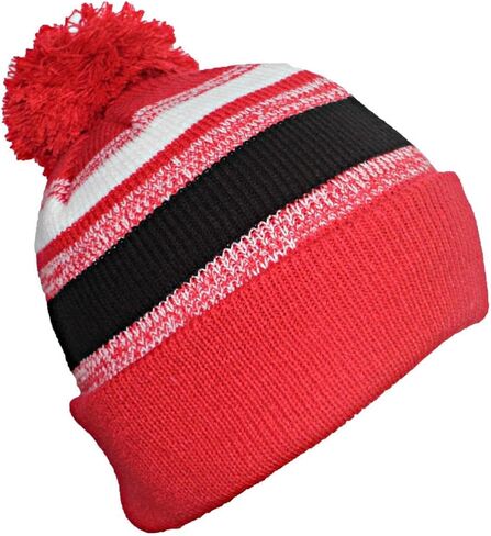 Quality Variegated Stripe Solid Cuff Beanie W/Large Pom in Saudi Arabia