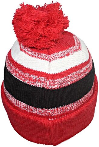 Quality Variegated Stripe Solid Cuff Beanie W/Large Pom in Saudi Arabia