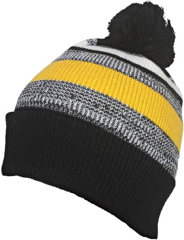 Quality Variegated Stripe Solid Cuff Beanie W/Large Pom in Saudi Arabia