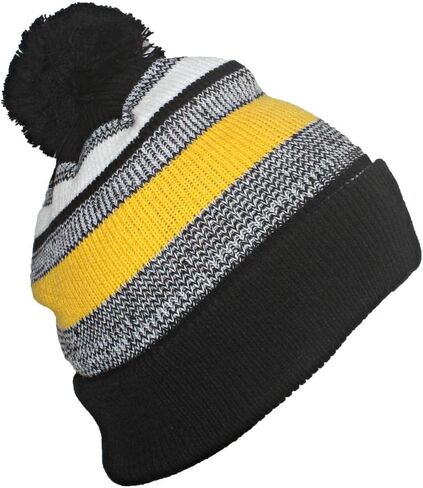 Quality Variegated Stripe Solid Cuff Beanie W/Large Pom in Saudi Arabia