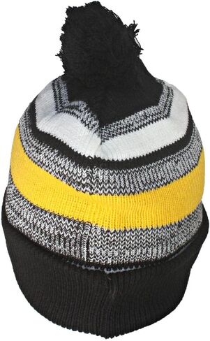 Quality Variegated Stripe Solid Cuff Beanie W/Large Pom in Saudi Arabia