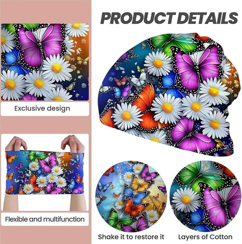 American Flag Butterfly Women's Slouchy Beanie Hat Cute Turban Hats Cancer Headwear Caps Baggy Skull Sleep Scarf in Saudi Arabia
